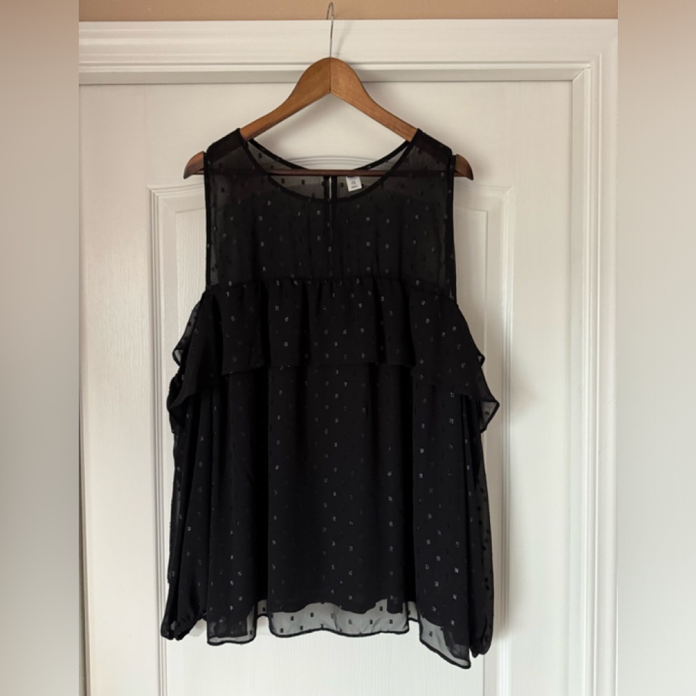 Old Navy Cold Shoulder Blouse, black, Size XXL